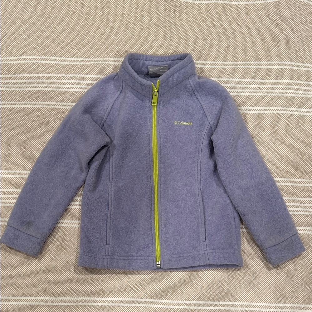 Kids Columbia Lavender Fleece Jacket with Lime Zipper 4T